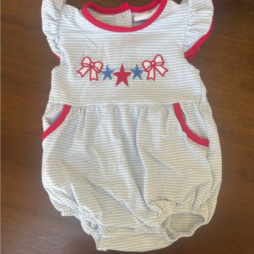 Jelly Beans Blue and White Striped Baby Romper